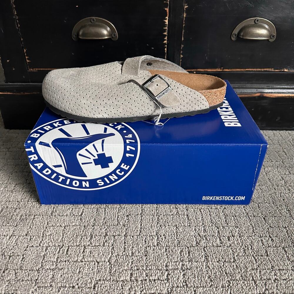 Birkenstock 41 Boston Clogs Embossed Dots Genuine Leather